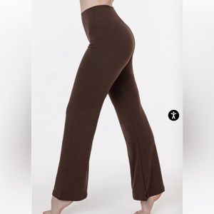 LOS ANGELES APPAREL PONTE FLARE LEGGINGS XS MOCHA